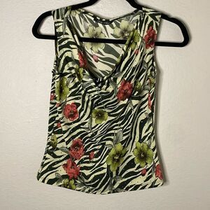 Y2k cowl neck zebra Floral Only Nine Size Small